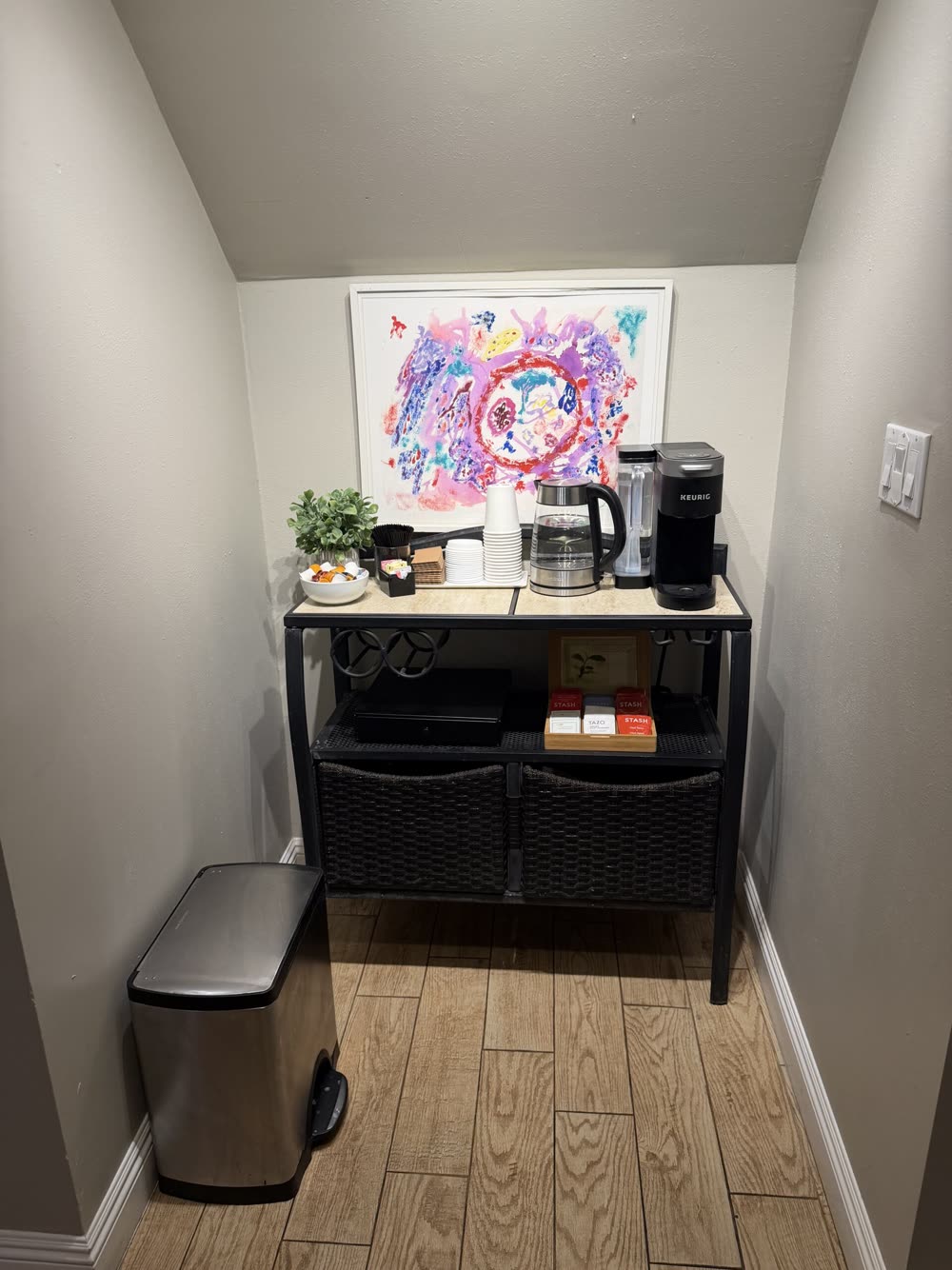 The coffee and tea station