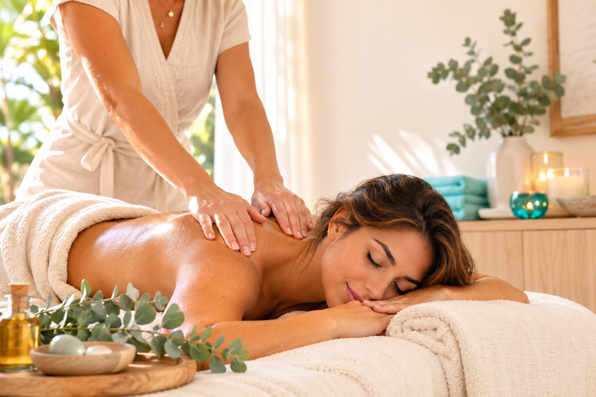 A relaxing massage treatment in progress at Murrieta Day Spa